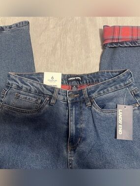 NWT Lands’ End Flannel-Lined Straight Leg Jeans size 6